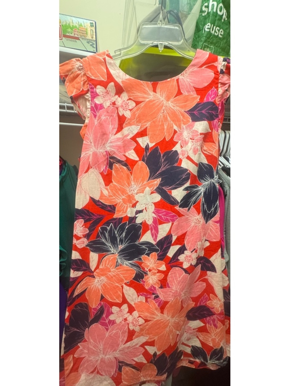 Jessica Howard Floral Dress Size 12 Coral Pink Navy Cap Sleeve